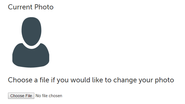 Choose File button to upload profile photo
